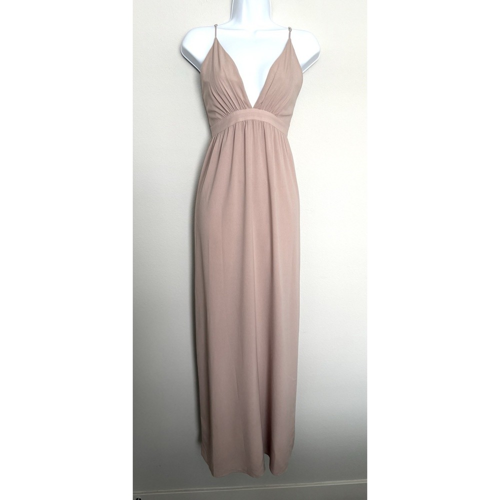 Park & Fifth Maxi Dress Womens 2 Bridesmaid Wedding Beige Formal Party Spring